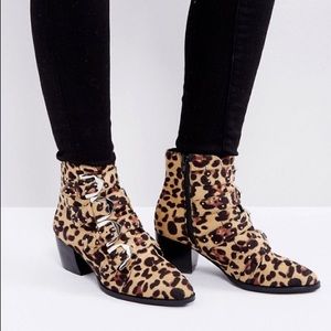 NEW Truffle collection ASOS leopard buckle boots 8